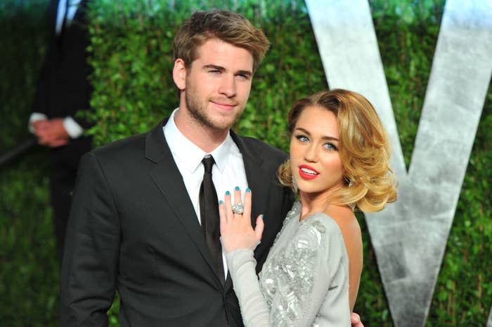 Liam Hemsworth and Miley Cyrus on the red carpet