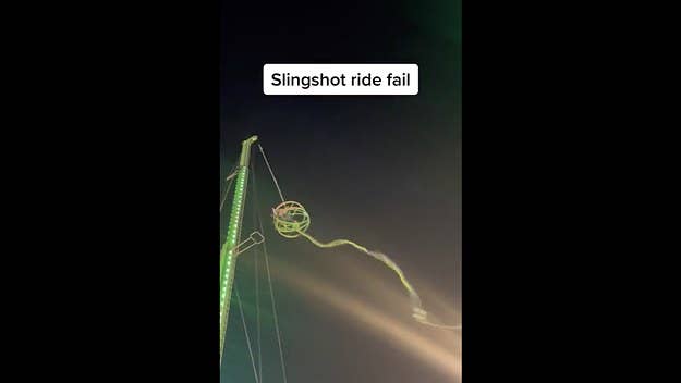 A Twitter video shows two riders on an amusement park ride in London's Hyde Park dangling in mid-air after one of the cords on the ride snaps.