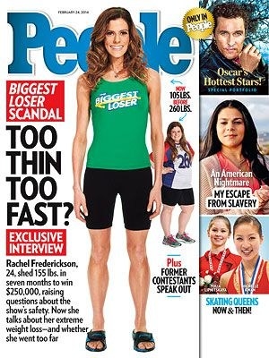 The cover of People Magazine with the winner of &quot;The Biggest Loser&quot; on the cover along with the headline: &quot;TOO THIN TOO FAST?&quot;