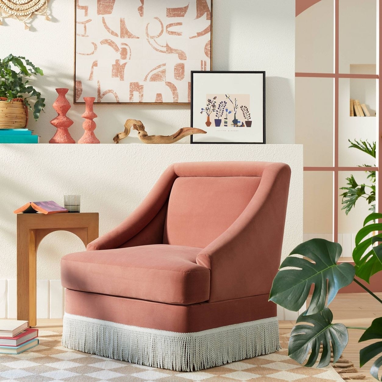 The chair in pink in a room