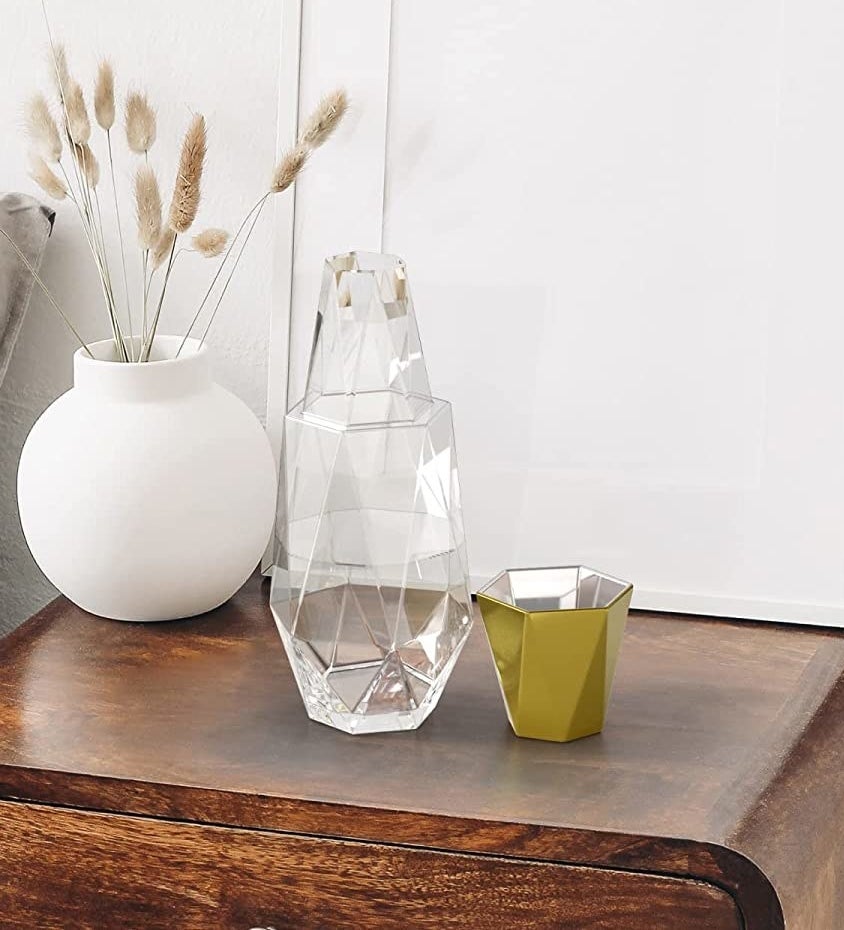 The carafe on a beside table