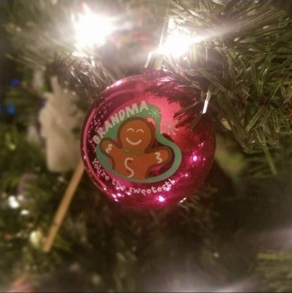 ornament that says grandma you&#x27;re the sweetest with a gingerbread man