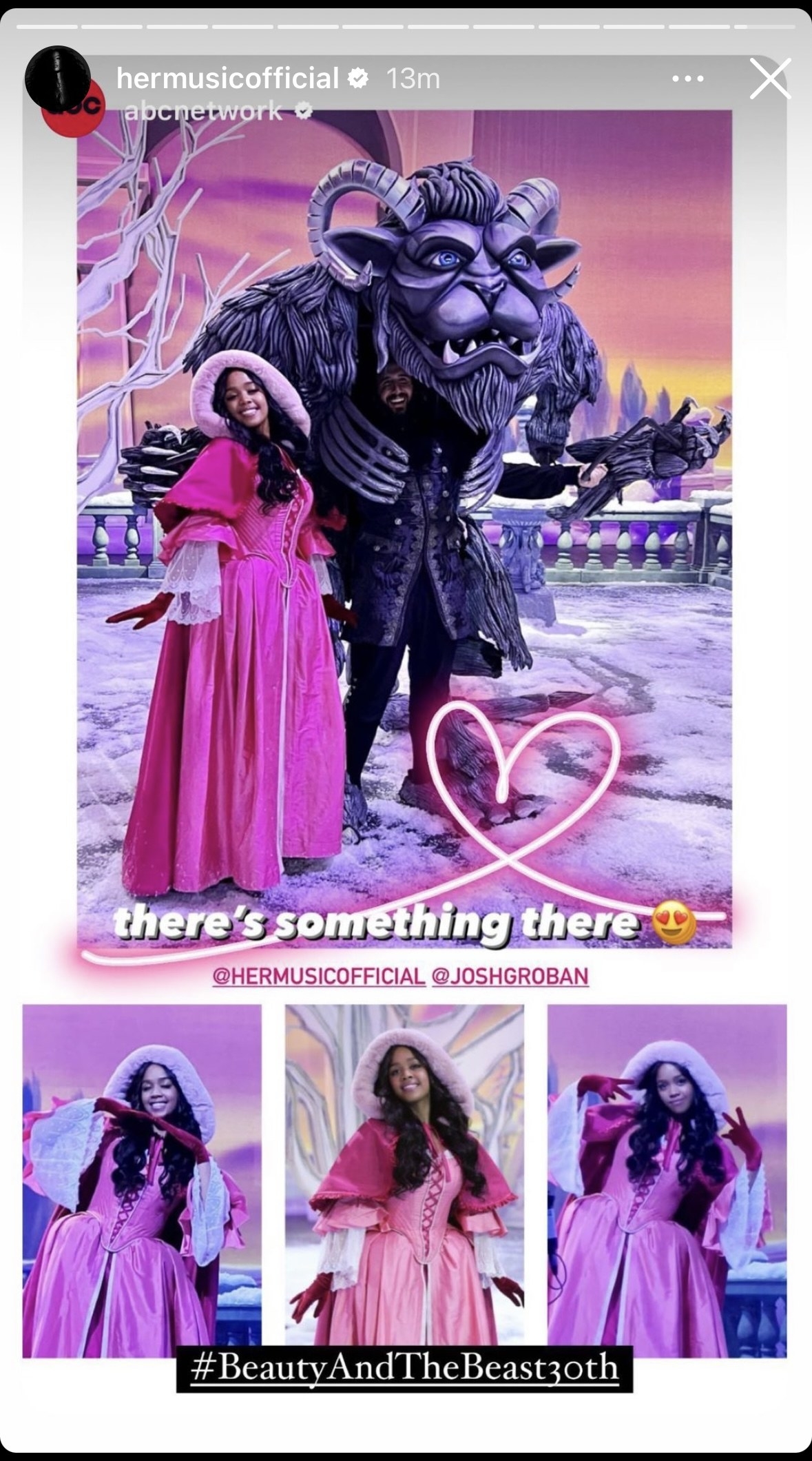 an instagram story of Beauty and the Beast: 30th celebration