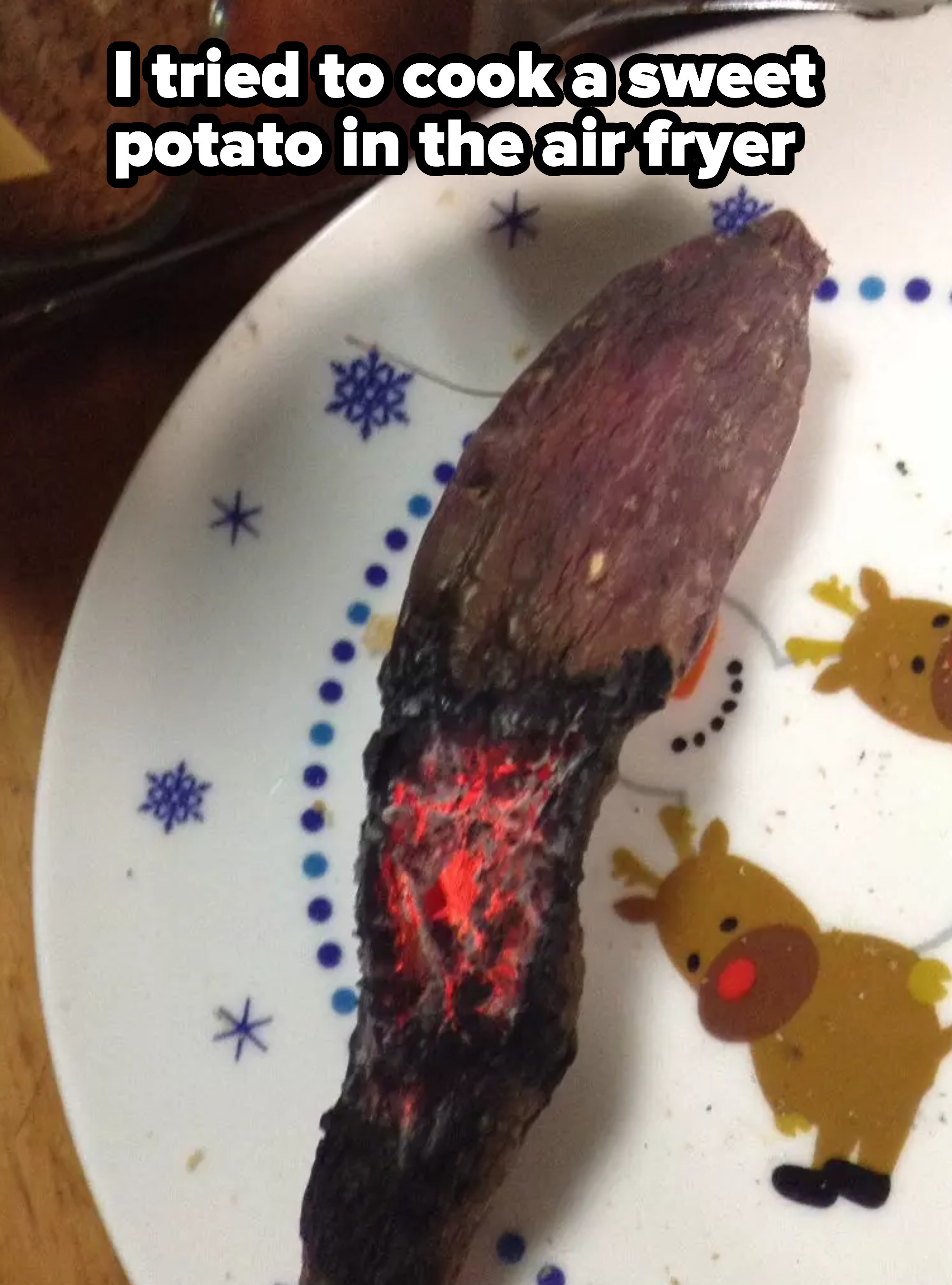 sweet potato burning red hot like a coal