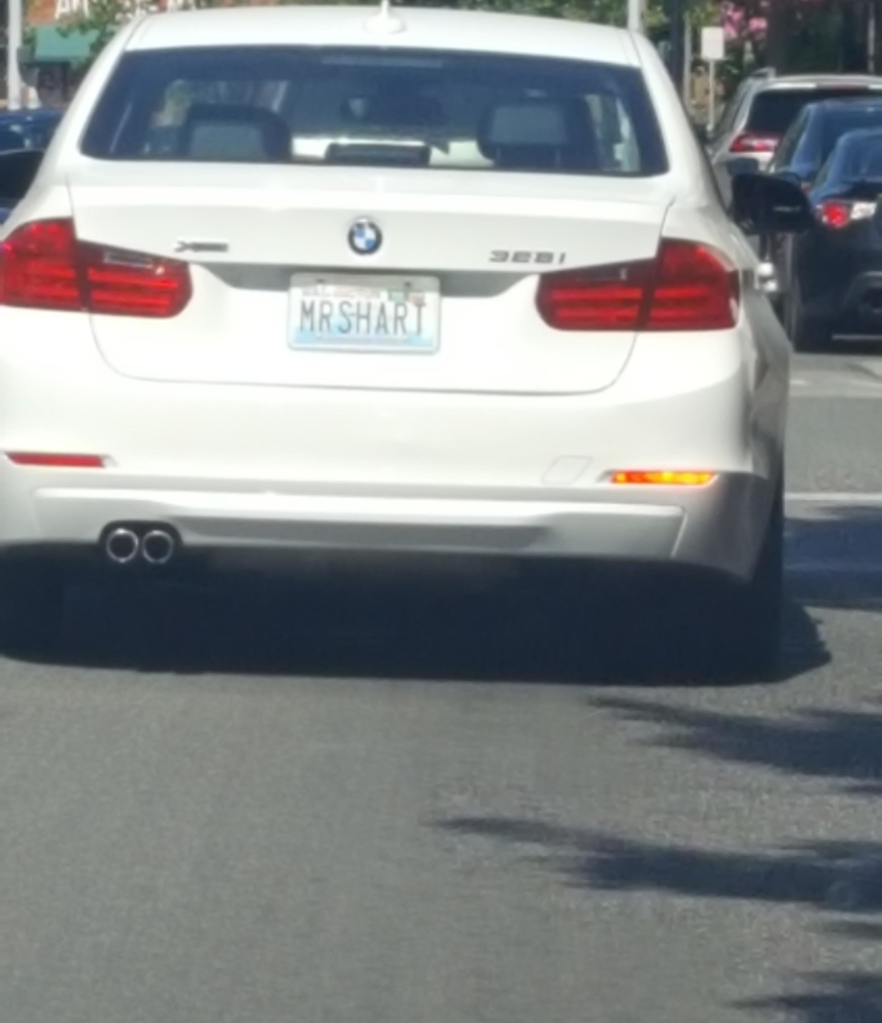 Car with license plate reading &quot;MRSHART&quot;