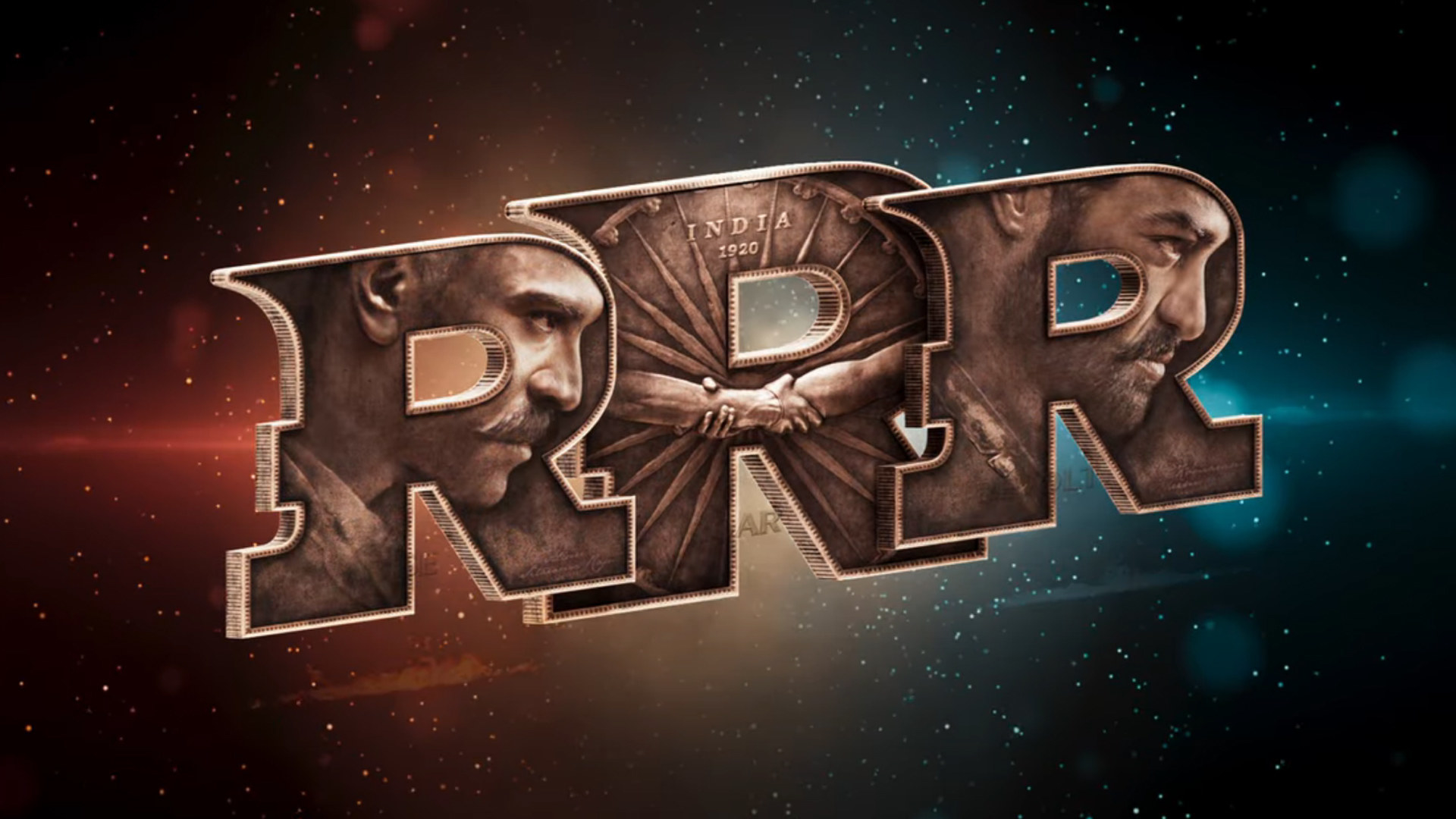 The embossed title RRR appears over a sea of stars