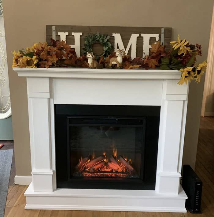 Reviewer&#x27;s white fireplace