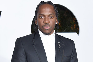 Pusha T is pictured on the red carpet