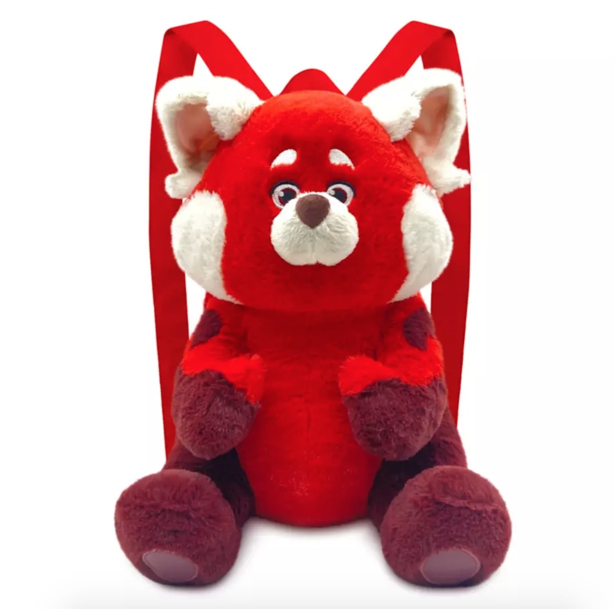 the red plush Mei panda backpack