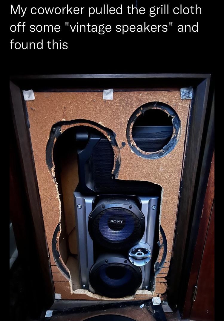 A Sony speaker inside another speaker