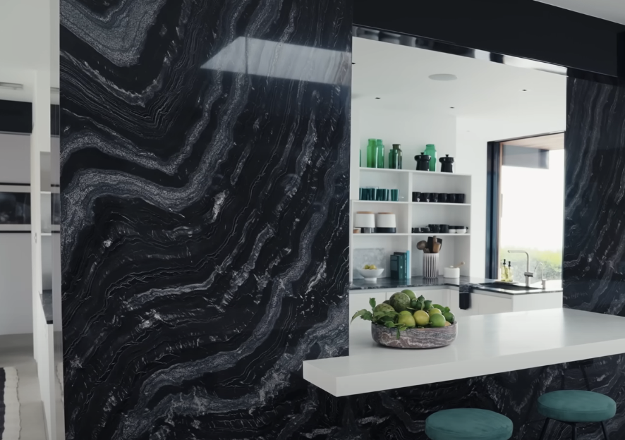 black marble in kitchen