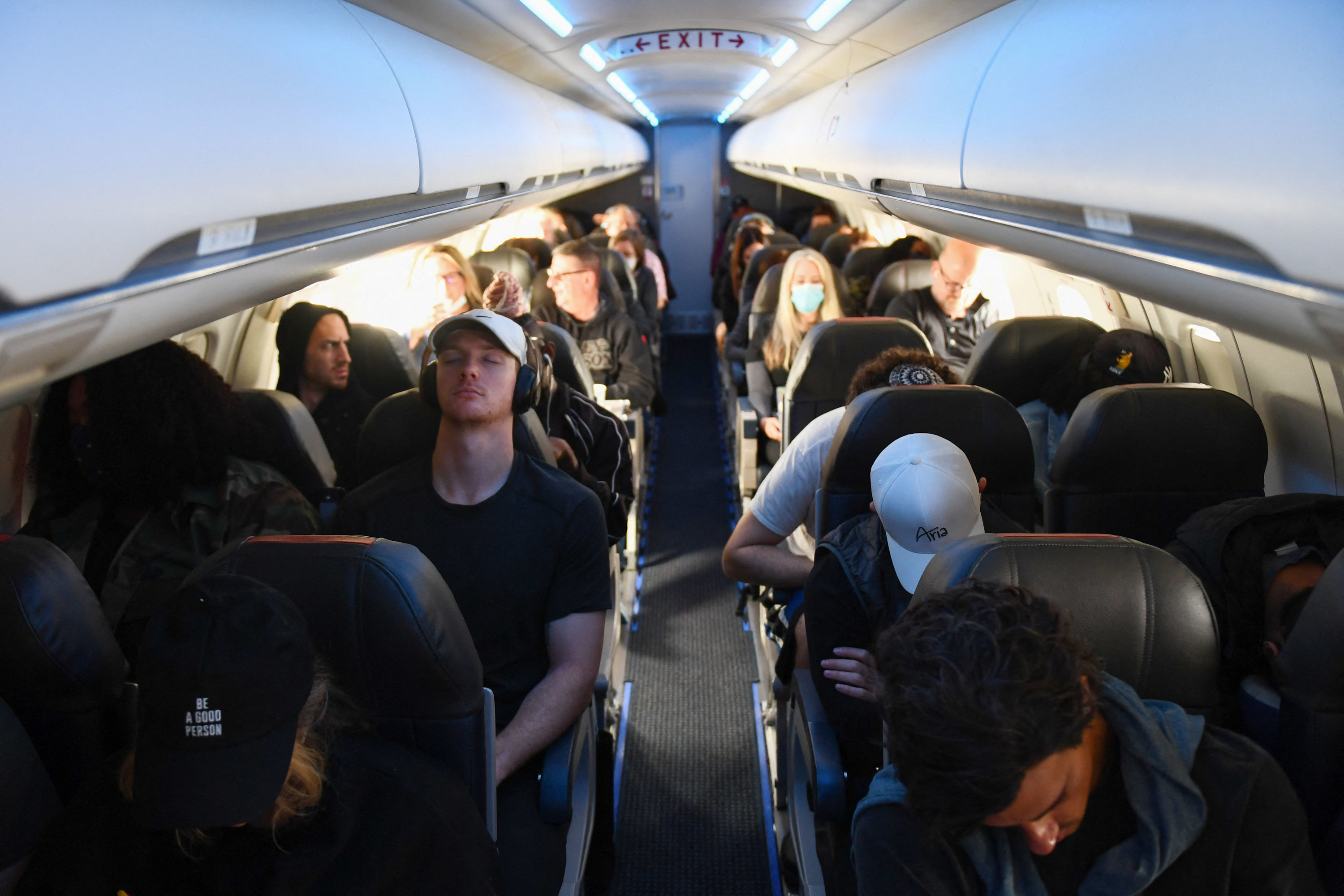 Passengers on a plane