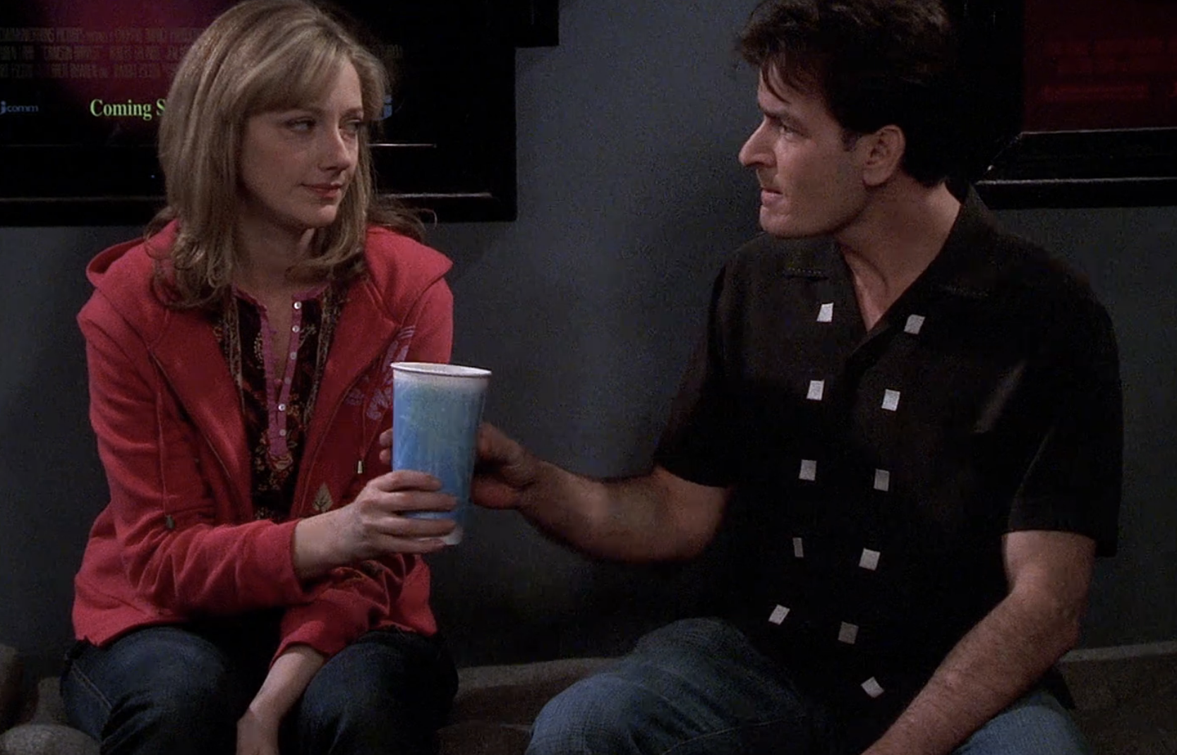 Judy Greer and Charlie Sheen in &quot;Two and a Half Men&quot;