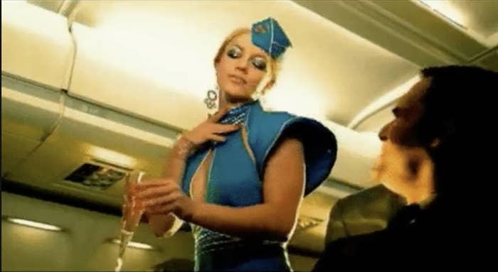 Britney Spears in the &quot;Toxic&quot; music video as a flight attendant