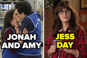 jonah and amy from superstore and jess day from new girl