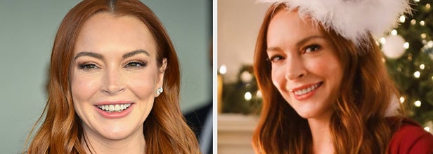 lindsay lohan at even and lindsay in santa outfit in pepsi ad