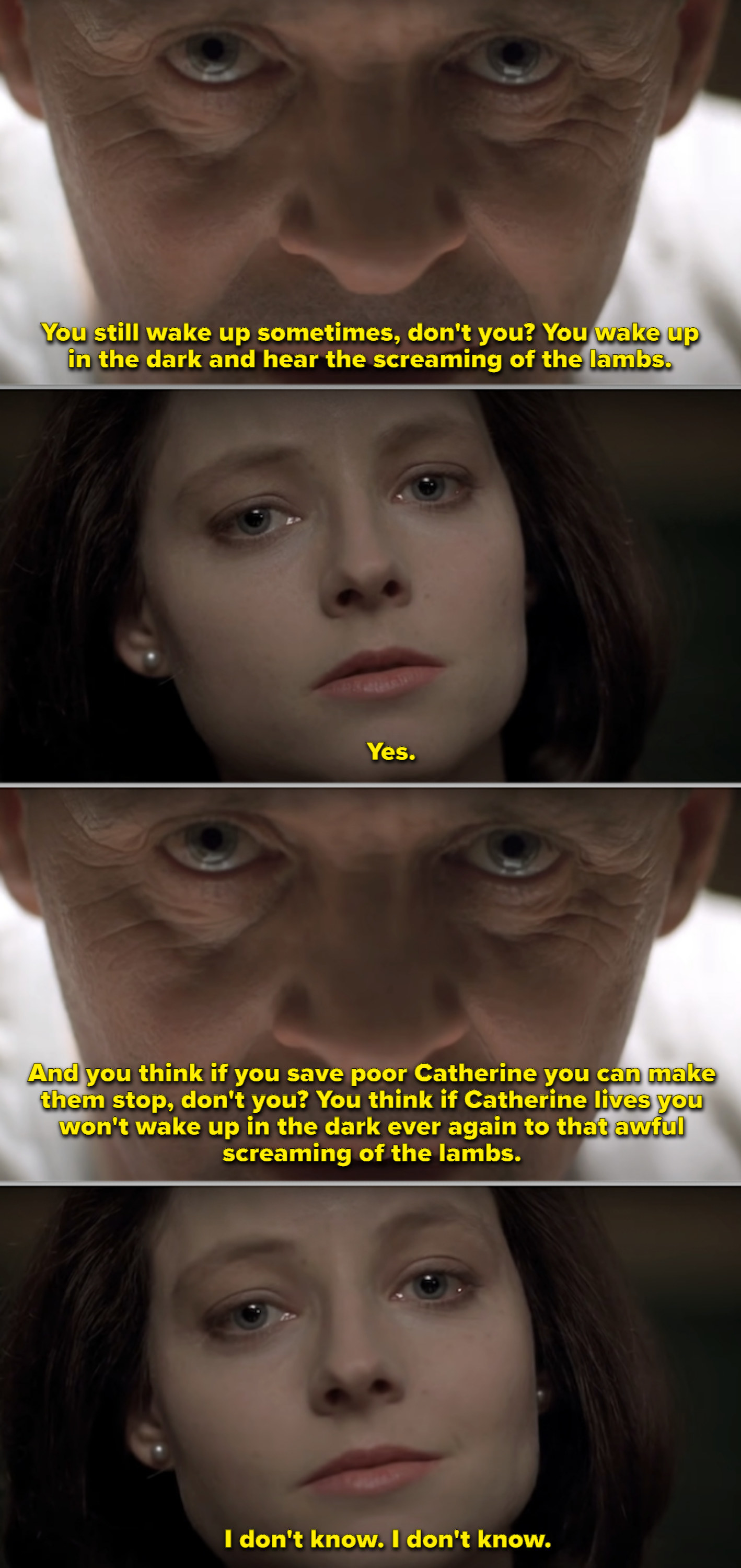 Clarice talking to Dr. Lecter in his cell in the movie