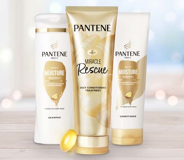 Pantene shampoo, conditioning treatment, and conditioner