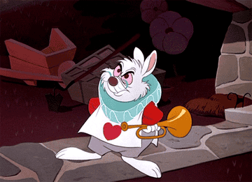 gif of the white rabbit tapping his foot grumpily