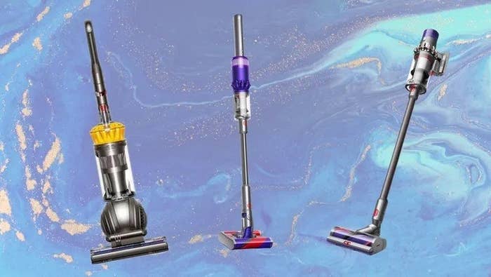 Dyson Ball Animal upright vacuum, Omni-Glide cordless vacuum, and V8 cordless vacuum