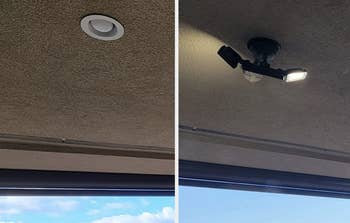 Reviewer's deck with recessed lighting and then with pendant motion sensor lighting