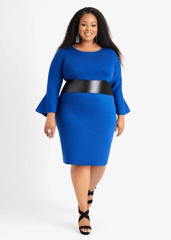 Ashley Stewart Plus Size Blue Multi-Print Tunic Dress (Size 22/24