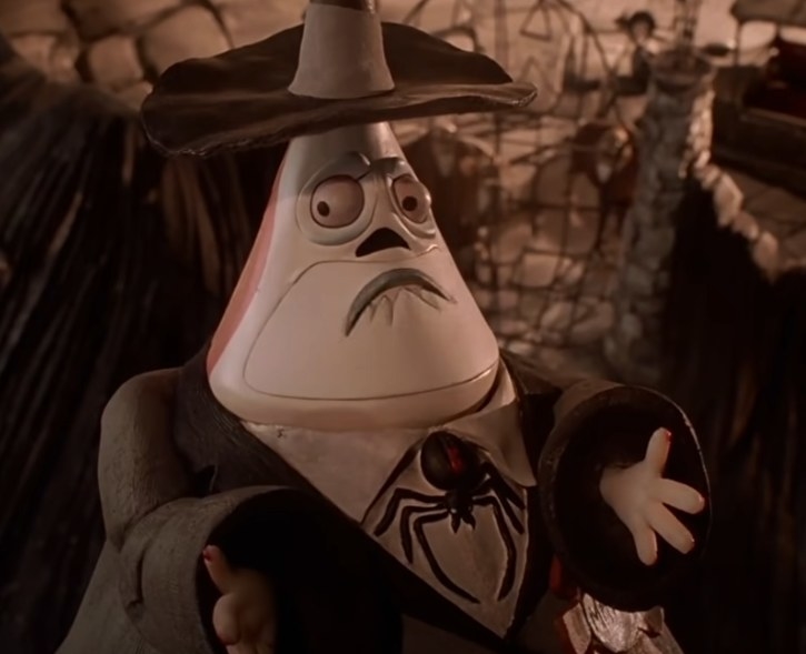 The mayor of Halloween town looking concerned over something