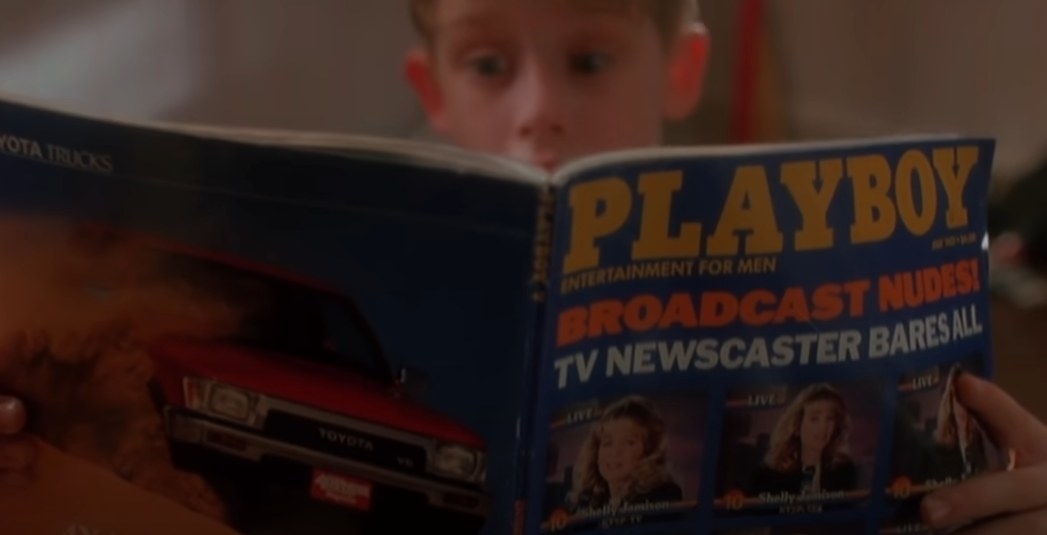 Macaulay Culkin as Kevin reading a playboy