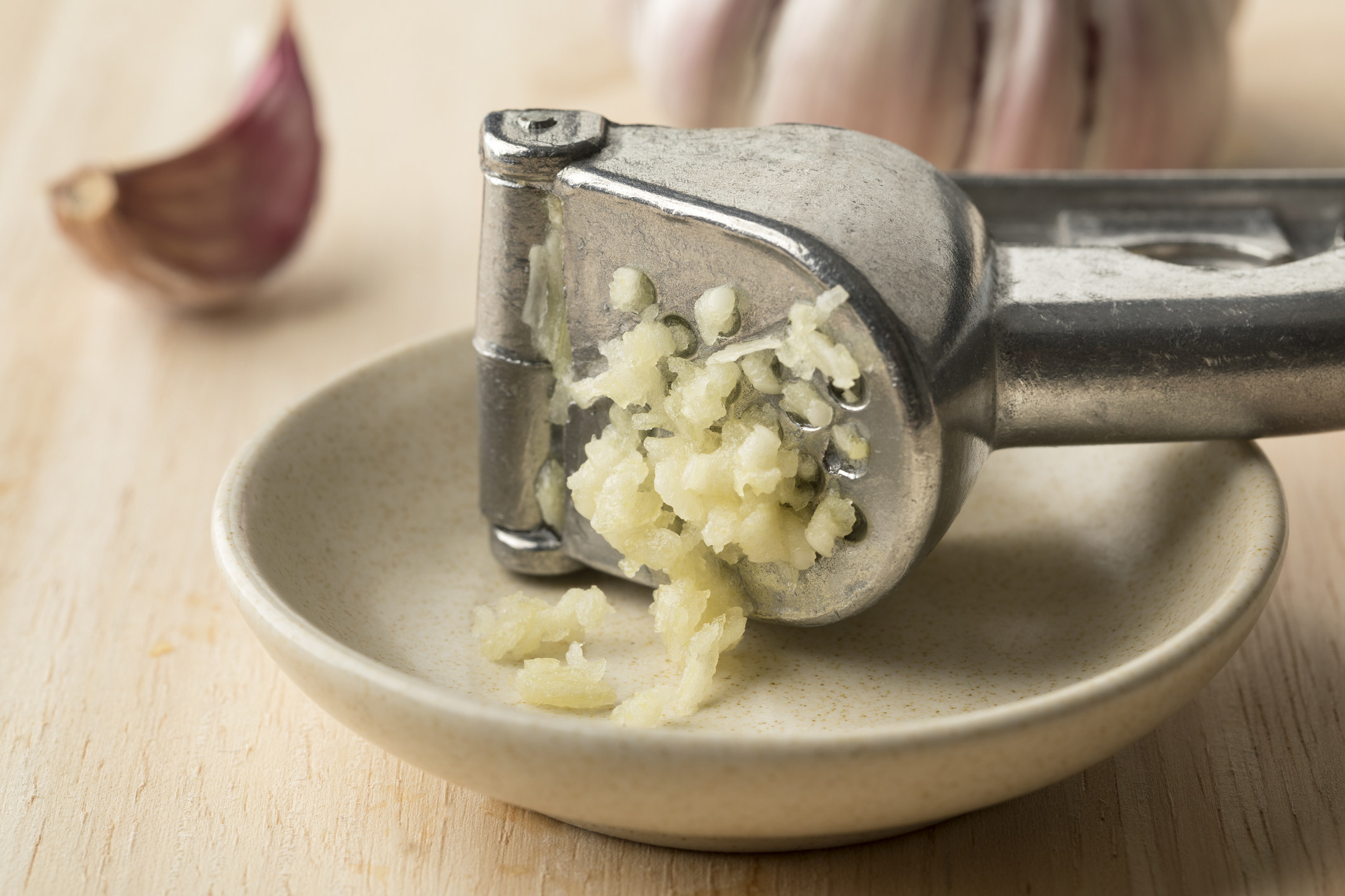 Garlic in a garlic press
