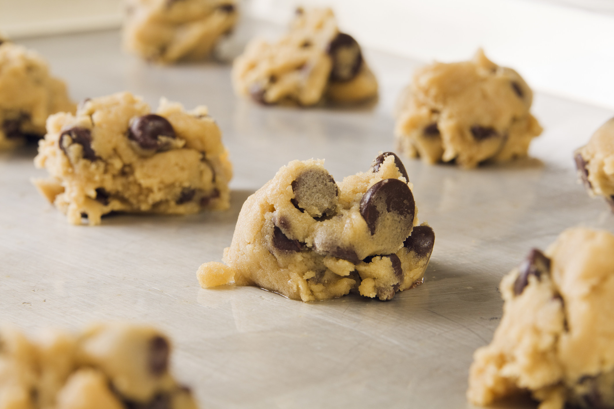 Cookie dough on baking sheets