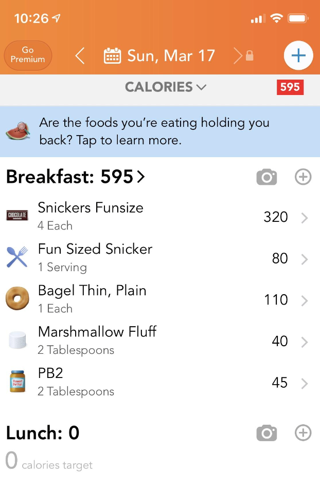 Someone&#x27;s breakfast foods list
