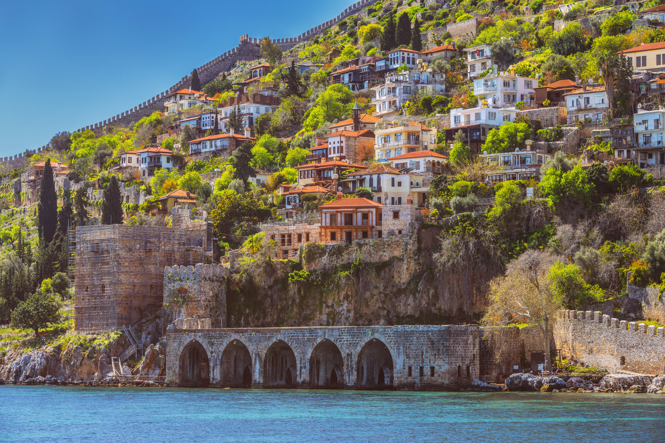View of Old Town of Alanya From Sea