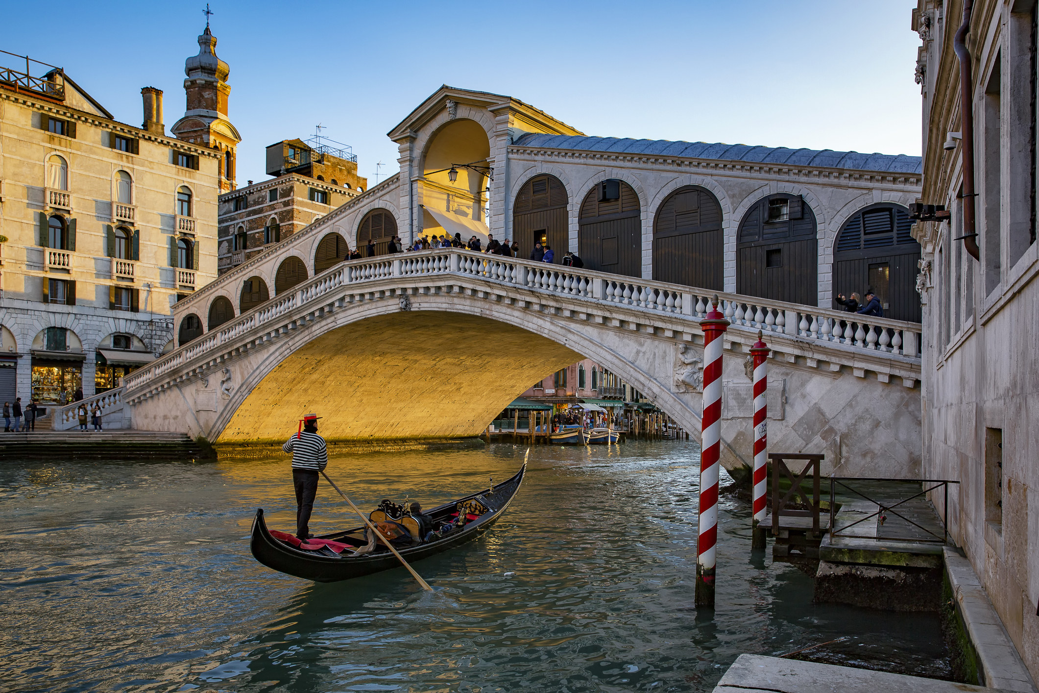 A gondola on a canal in Venice