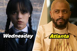 Jenna Ortega and LaKeith Stanfield with on-image text: Wednesday, Atlanta