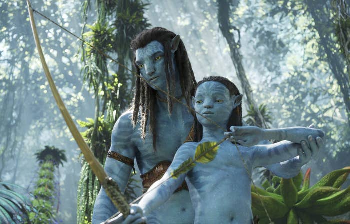 Jake Sully and Neteyam in Avatar: The Way of Water