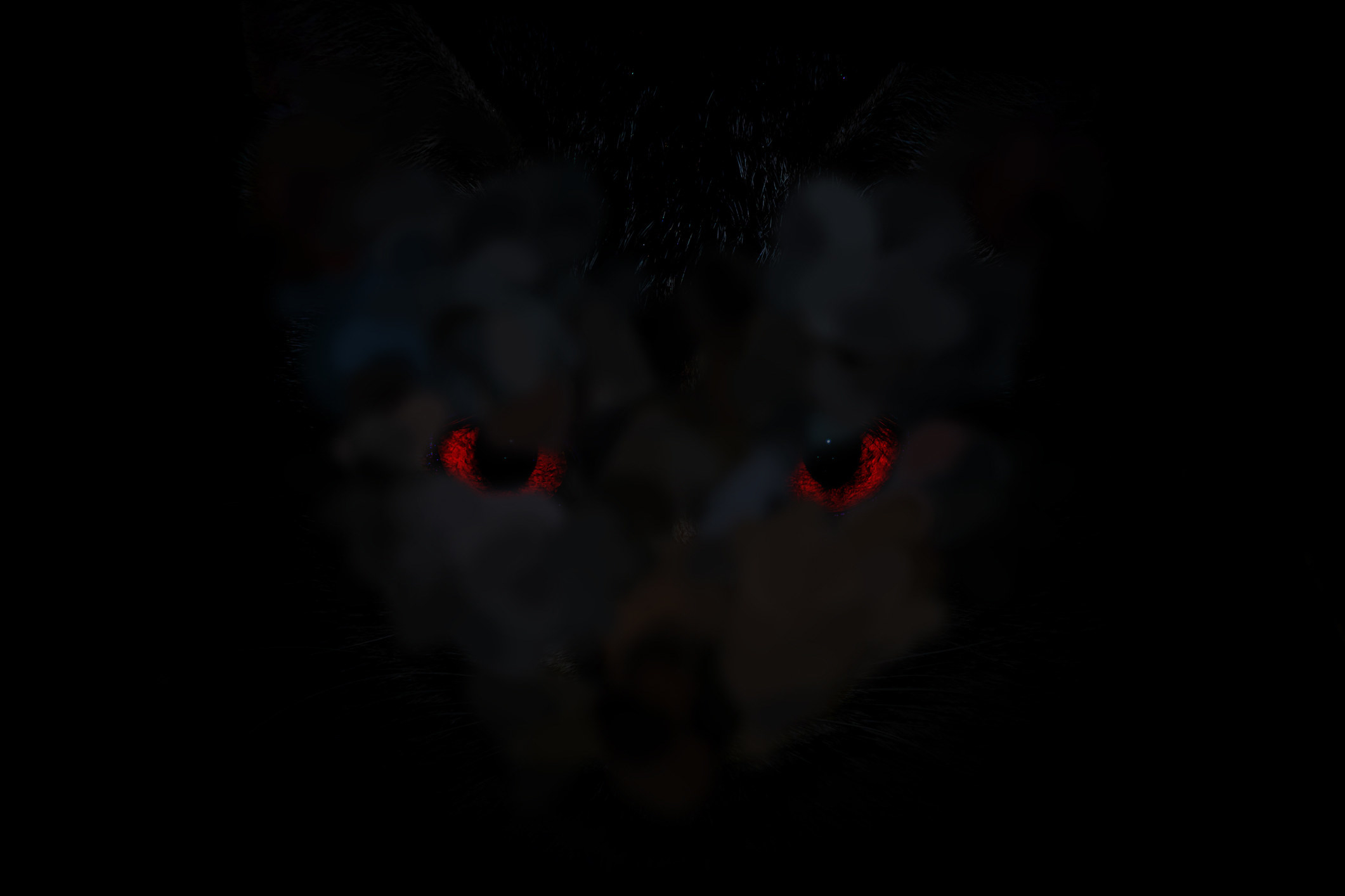 Red eyes in a dark black fog