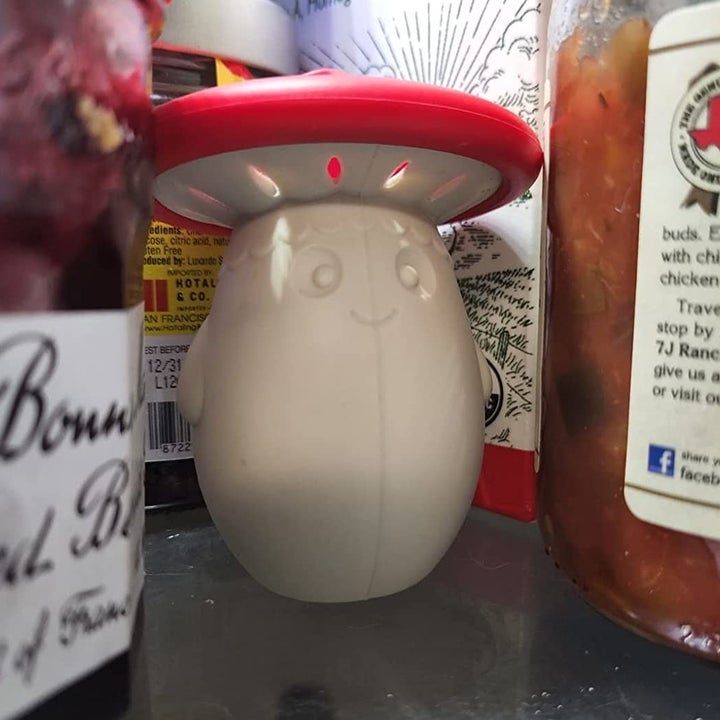 Reviewer image of mushroom in their fridge