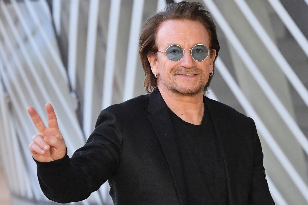 Bono giving the peace sign