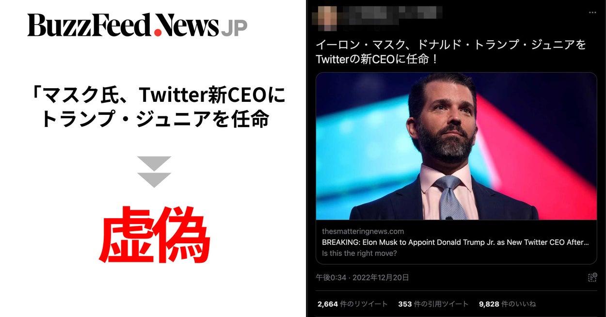Image accompanying 「イーロン・マスク氏、トランプ氏の長男をツイッター新CEOに任命」