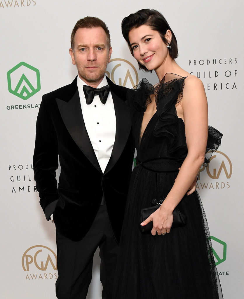 Ewan in a bow tie and Mary Elizabeth in a gown on the red carpet