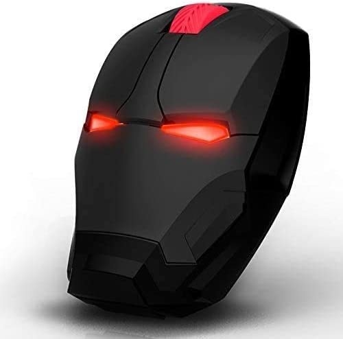 an iron man inspired mouse on a blank background