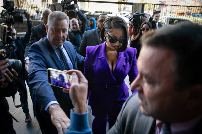 Megan arriving at the court