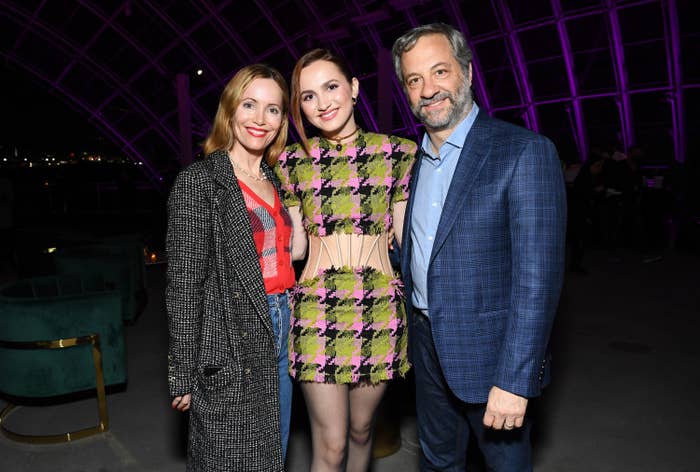 Maude Apatow with her parents