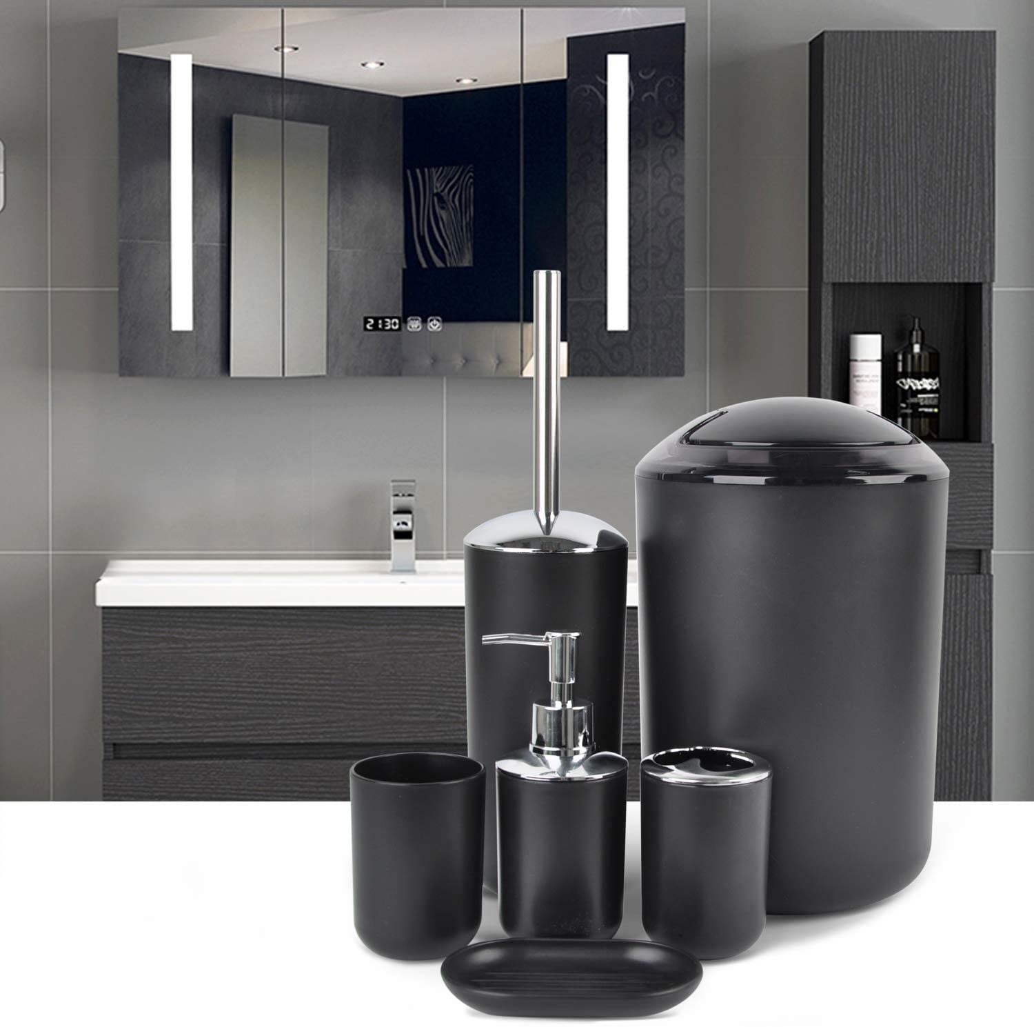 Set de accesorios para baño en color negro mate