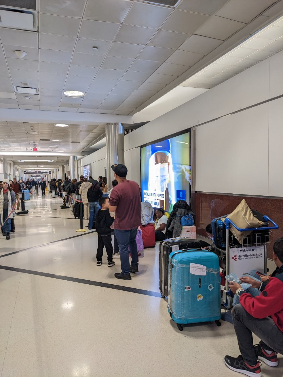 One-third of the Southwest rebooking line at the Hartsfield-Jackson Atlanta International Airport.