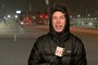 Screenshot from KWWL sports reporter Mark Woodley covering a snowstorm.