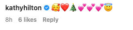 Kathy&#x27;s comment full of heart and other emojis