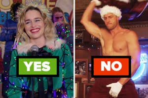 emilia clarke in last christmas and justin hartley in bad moms christmas