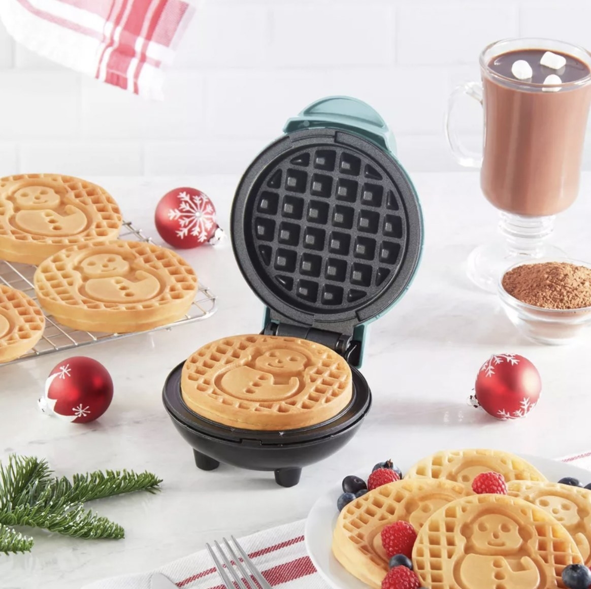 The waffle maker with snowman waffle