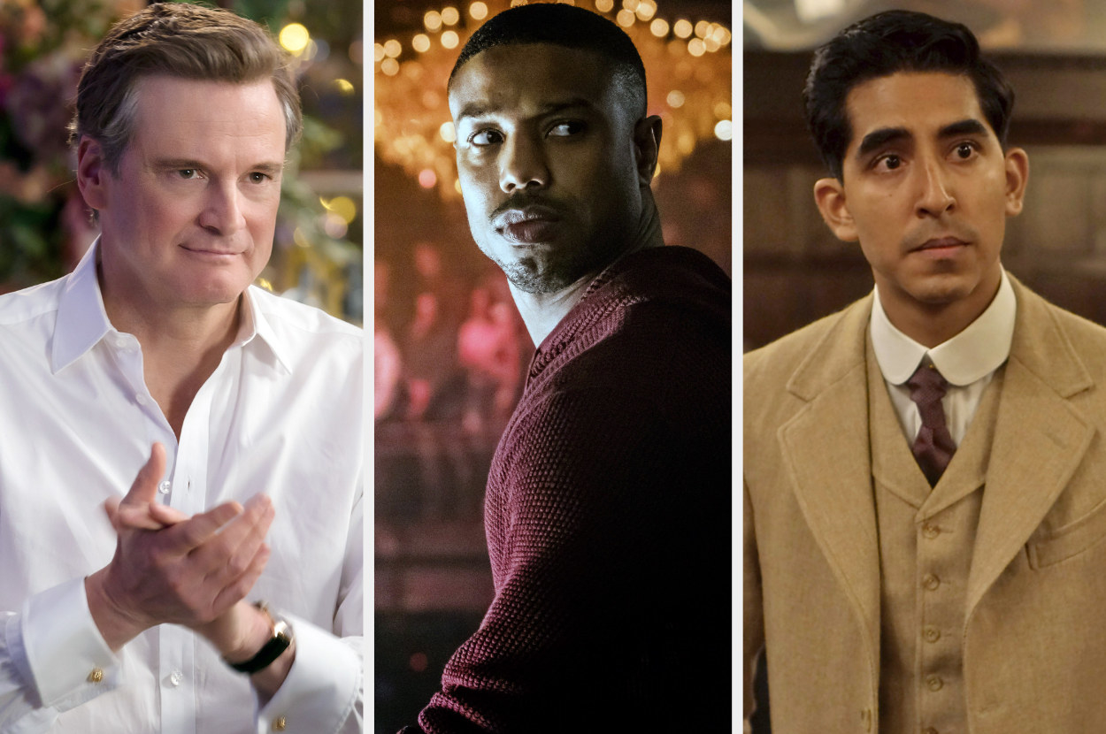 Side-by-side of Colin Firth, Michael B. Jordan, and Dev Patel